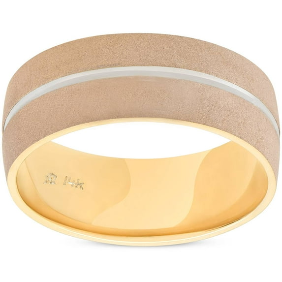 Pompeii Mens 8mm Two Tone Wedding Band 14K Gold New Ring (,)