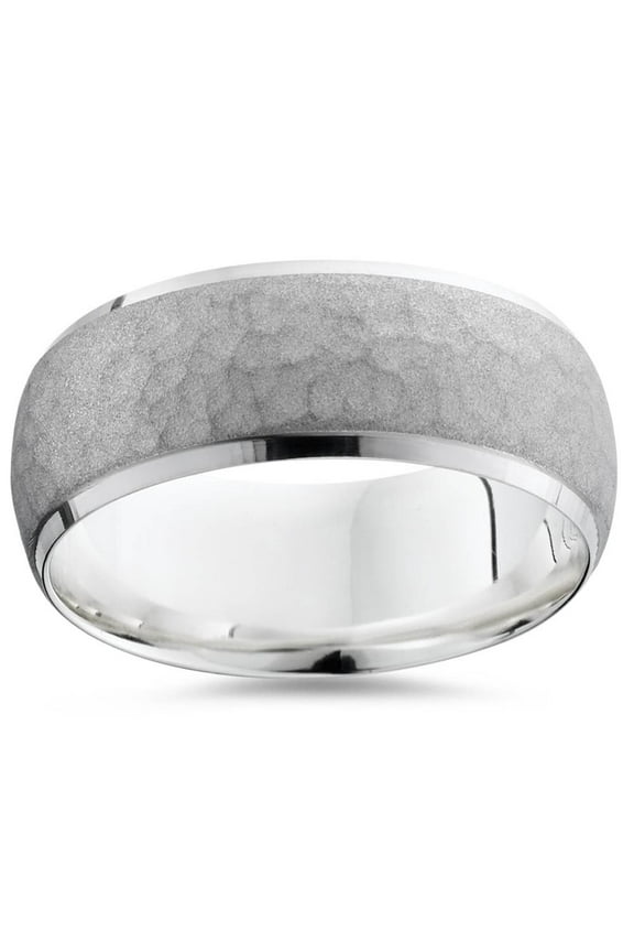 Pompeii Mens 950 Platinum 7mm Hammered Wedding Ring Band New (,)