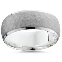 Pompeii Mens 950 Platinum 7mm Hammered Wedding Ring Band New (,)