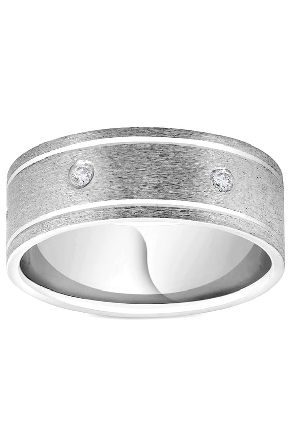 Pompeii Mens 950 Platinum Diamond Brushed Wedding Ring Band (G/H,SI)