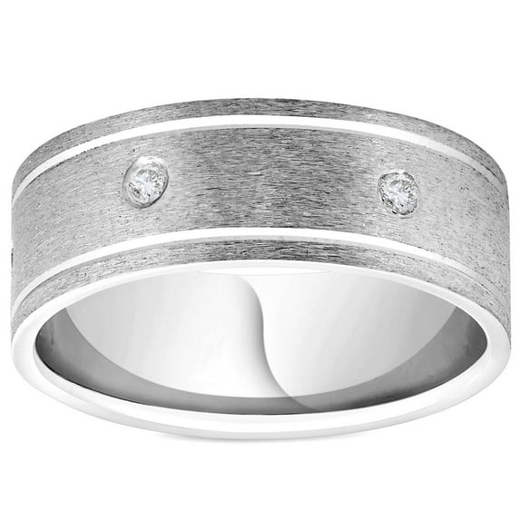 Pompeii Mens 950 Platinum Diamond Brushed Wedding Ring Band (G/H,SI)