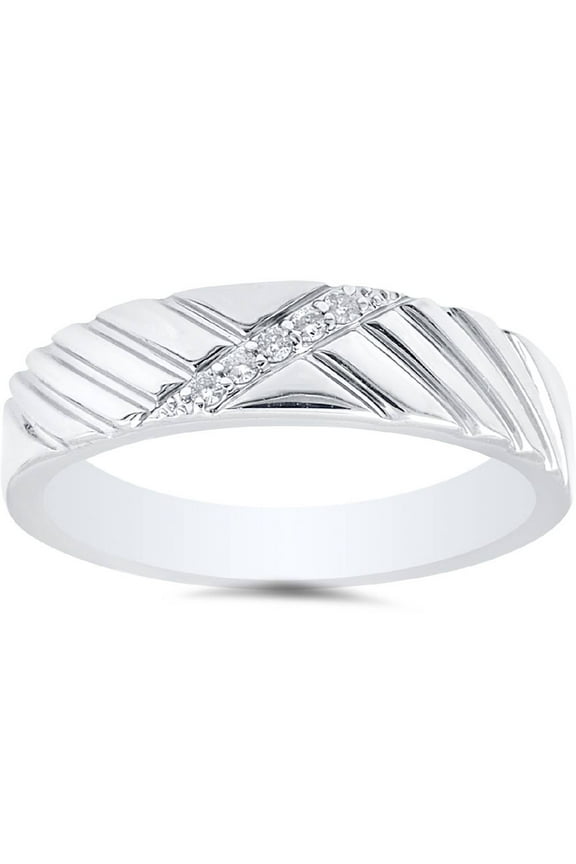 Pompeii Mens Diamond 14K White Gold Wedding Ring (G/H,I1-I2)