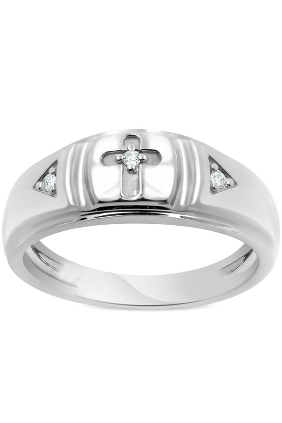 Pompeii Mens Diamond Cross Wedding Ring 10k White Gold (H/I,I1-I2)
