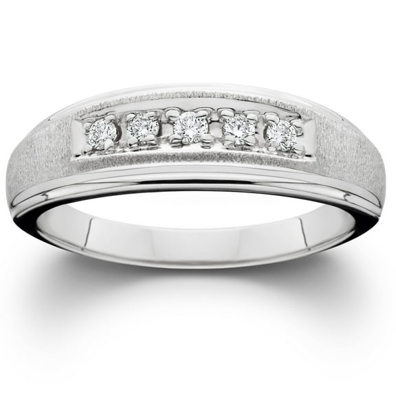 Pompeii Mens Diamond Wedding Brushed Ring 10K White Gold (I/J/K,I2-I3)