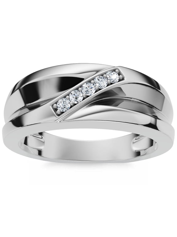 Pompeii Mens High Polished White Gold Diamond Anniversary Ring (G/H,I1)