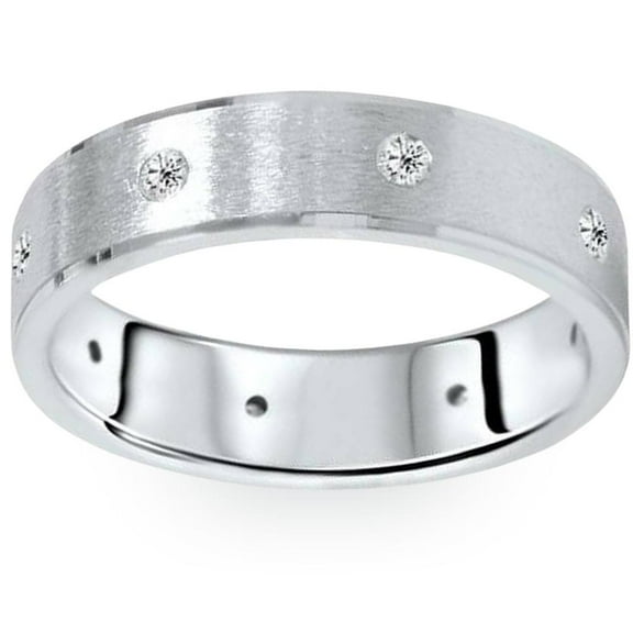 Pompeii Mens Platinum 6mm 1/3ct Brushed Diamond Wedding Band (G,SI)