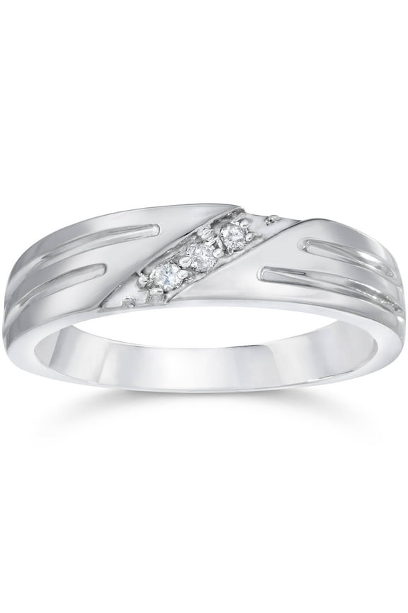 Pompeii Mens Real Diamond 14k White Gold Wedding Ring Band New (G/H,I2)