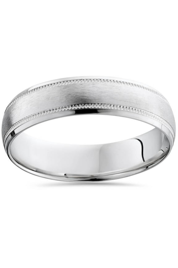 Pompeii Mens Satin White Gold Wedding Band 6mm (,)