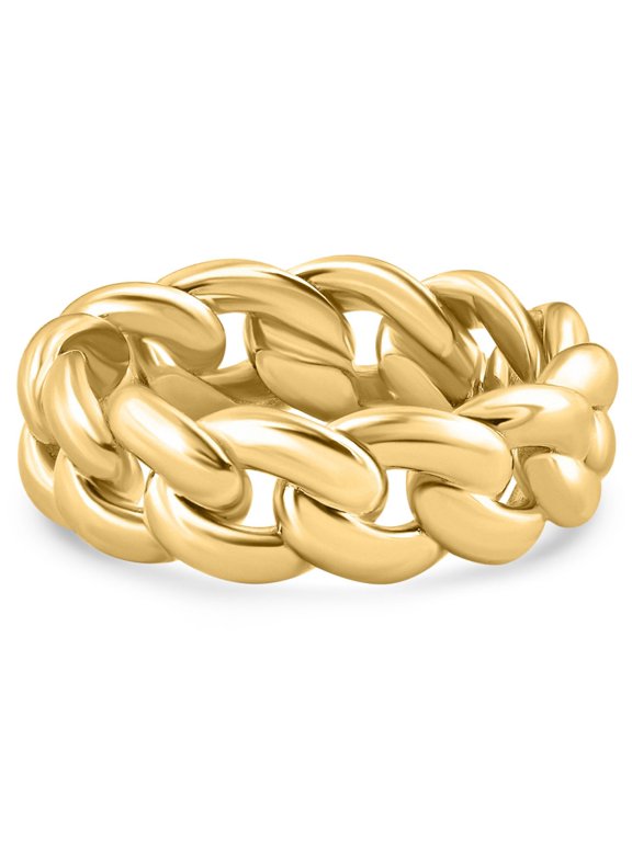 Pompeii Mens Solid Heavy 8mm 14k Gold Cuban Link Ring (,)