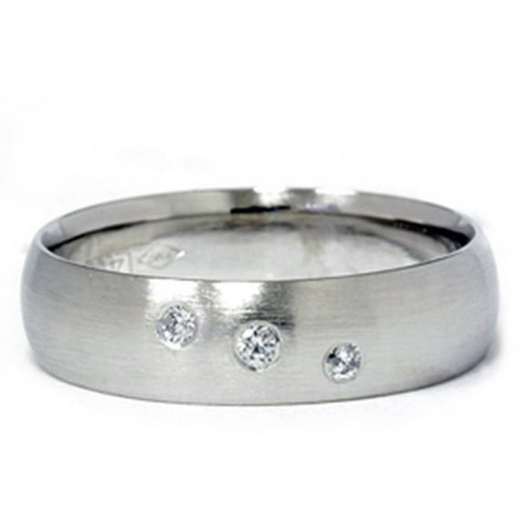 Pompeii Mens Three Stone 14K White Gold Diamond Wedding Band (G/H,SI)