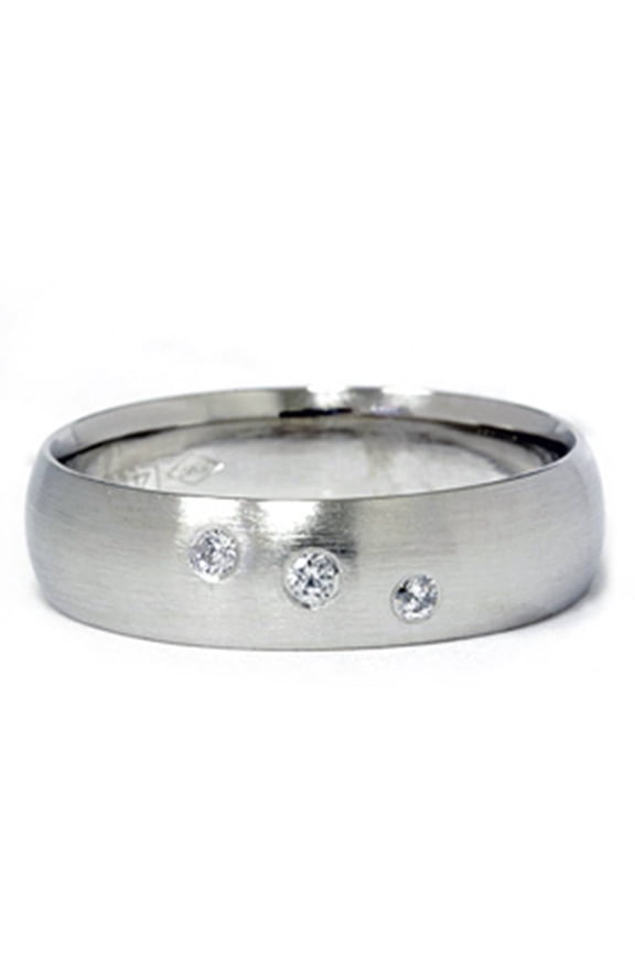 Pompeii Mens Three Stone 14K White Gold Diamond Wedding Band (G/H,SI)
