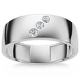 thumbnail image 1 of Pompeii Mens Three Stone Diamond Ring 10k White Gold High Polished 7mm (H,I1-I2), 1 of 5