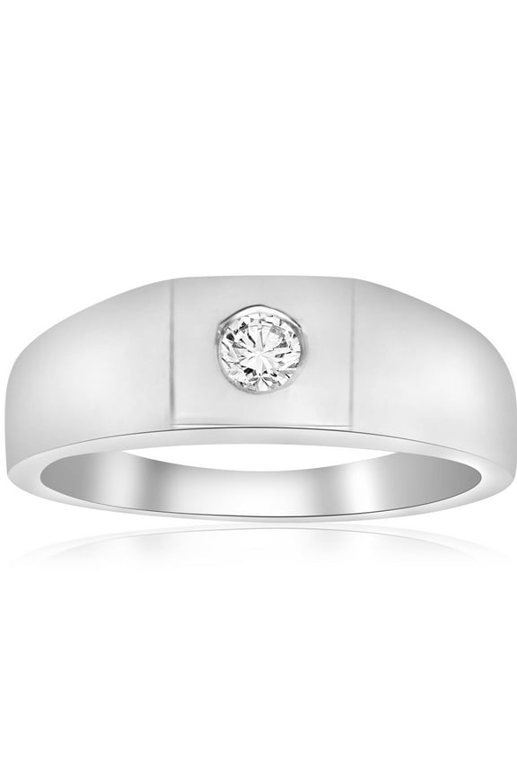 Pompeii Mens White Gold 1/4ct Solitaire Bezel Diamond Ring (H,I1)