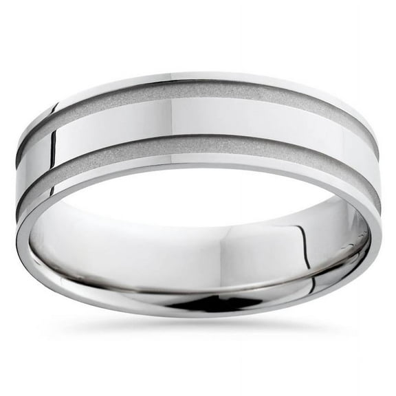 Pompeii Mens White Gold 6mm Polished Wedding Band (,)