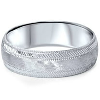 Pompeii Mens White Gold Fancy 6mm Comfort Fit Wedding Band Ring (,)