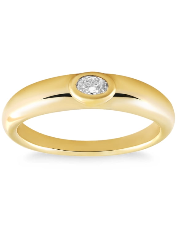 Pompeii Oval Diamond 14k Yellow Gold Stackable Dome Polished Band Bezel Ring Lab Grown