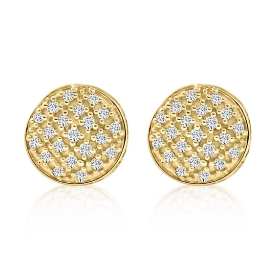 Pompeii Pave Diamond Round Studs Screw Back Earrings White or Yellow Gold 7mm Wide (H,I1)