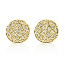 Pompeii Pave Diamond Round Studs Screw Back Earrings White or Yellow Gold 7mm Wide (H,I1)