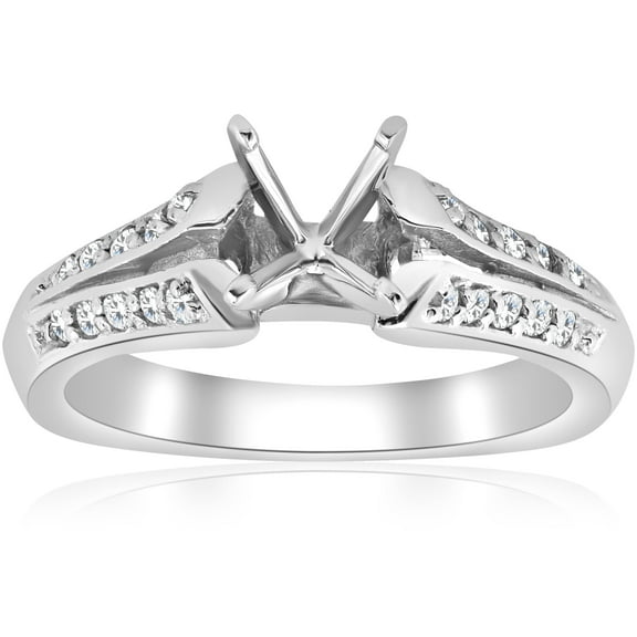Pompeii Pave Diamond Semi Mount Split Shank Engagement Ring 14K White Gold (G/H,I2)
