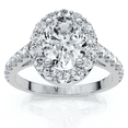 thumbnail image 1 of Pompeii Platinum 1 1/2 Ct Oval Diamond Halo Engagement Ring Lab Grown (FG,VS), 1 of 4