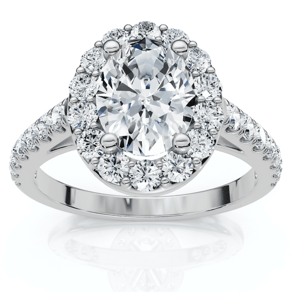 Pompeii Platinum 1 1/2 Ct Oval Diamond Halo Engagement Ring Lab Grown (FG,VS)