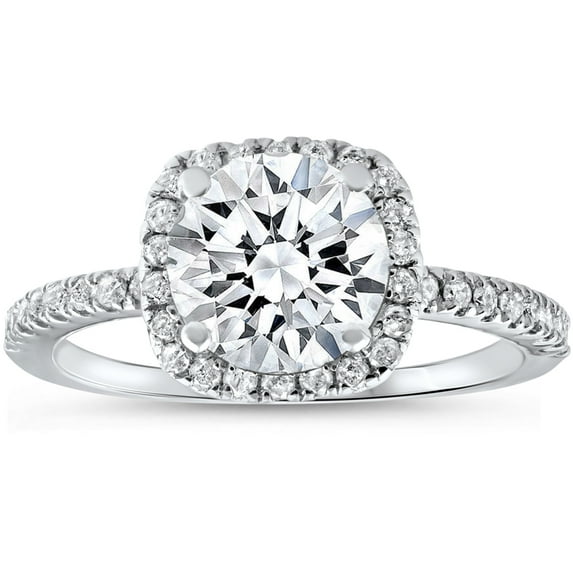 Pompeii Platinum 1 ct Diamond Engagement Ring Cushion Halo Ring Lab Grown ((G-H),VS)