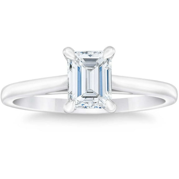 Pompeii3  Platinum 1Ct Emerald Cut Diamond Solitaire Engagement Ring for Women Lab Grown (G/H,SI1)