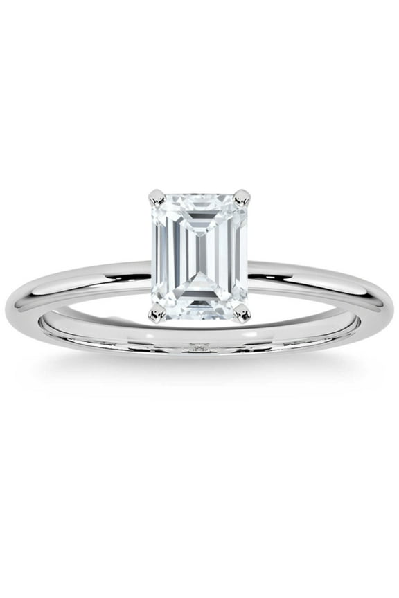 Pompeii Platinum 1Ct Emerald Cut Diamond Solitaire Engagement Ring Lab Grown (G/H,VS2-SI1)