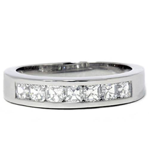 Pompeii Platinum 1ct Set Asscher Cut Diamond Wedding Ring (F,VS)