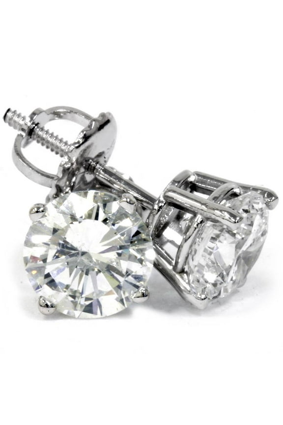Pompeii Platinum 2 Ct T.W. Certified Lab Grown Diamond Studs Screw Backs (FG,VS2-SI1)