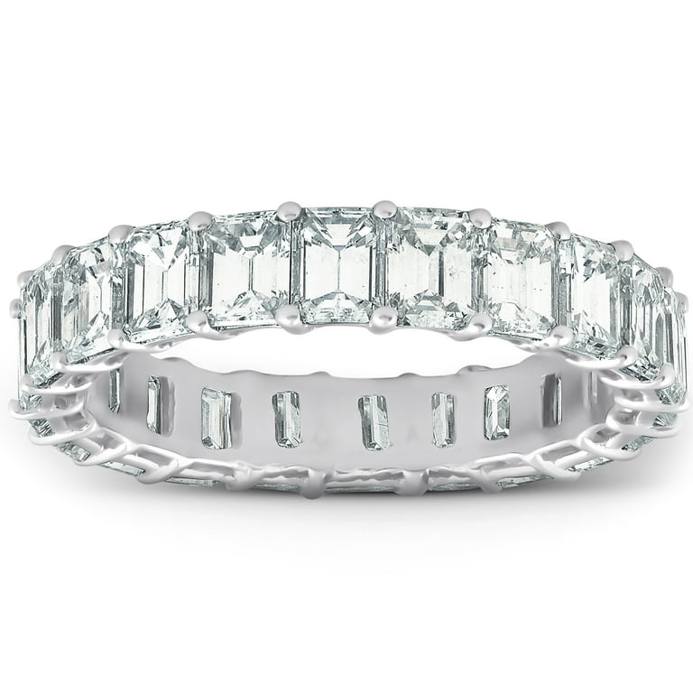 Pompeii Platinum Ct Emerald Diamond Eternity Ring Womens
