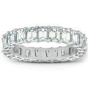 Pompeii Platinum 4.60 Ct Emerald Diamond Eternity Ring Womens Anniversary Band Lab Grown