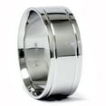 thumbnail image 1 of Pompeii Platinum 8mm High Polished Double Inlay Band Men's Wedding RIng (,), 1 of 3