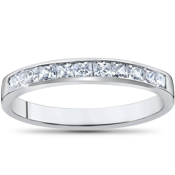 Pompeii Princess Cut 1/2ct Diamond Wedding Anniversary 14K Ring White Gold (H,I1)