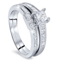 thumbnail image 1 of Pompeii Princess Cut Diamond Engagement Ring Wedding Ring Set 1ct 14K White Gold, 1 of 3