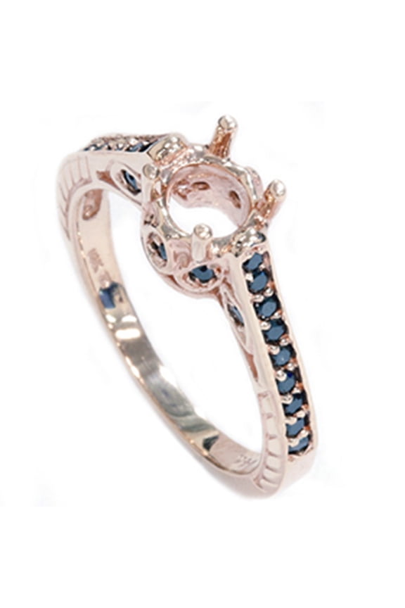 Pompeii Rose Gold 1/4ct Vintage Black Diamond Ring Setting 14K (Black,AAA)