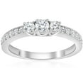 thumbnail image 1 of Pompeii SI1 1/2ct 3-Stone Round Diamond Ring 14K White Gold (G/H,SI1), 1 of 5