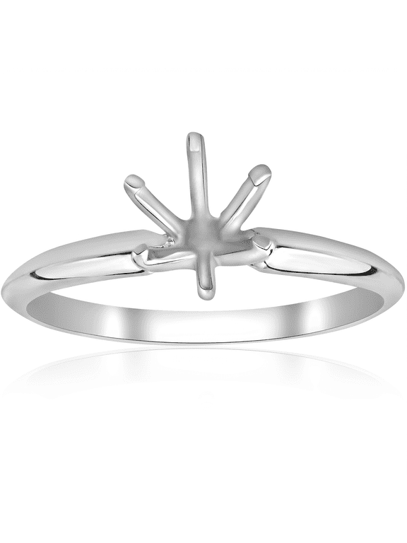 Pompeii Six Prong Solitaire Engagement Ring Setting 14K White Gold (,)