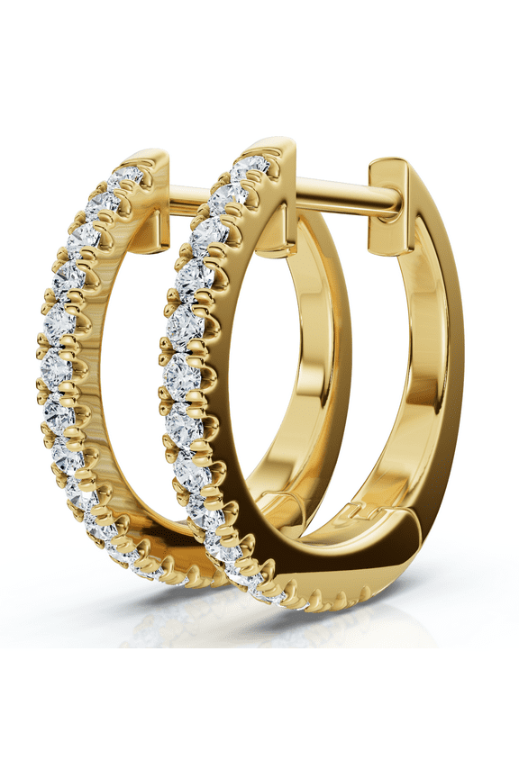 Pompeii Small Diamond Hoop Earrings 14k White or Yellow Gold Lab Grown 1/2" Tall