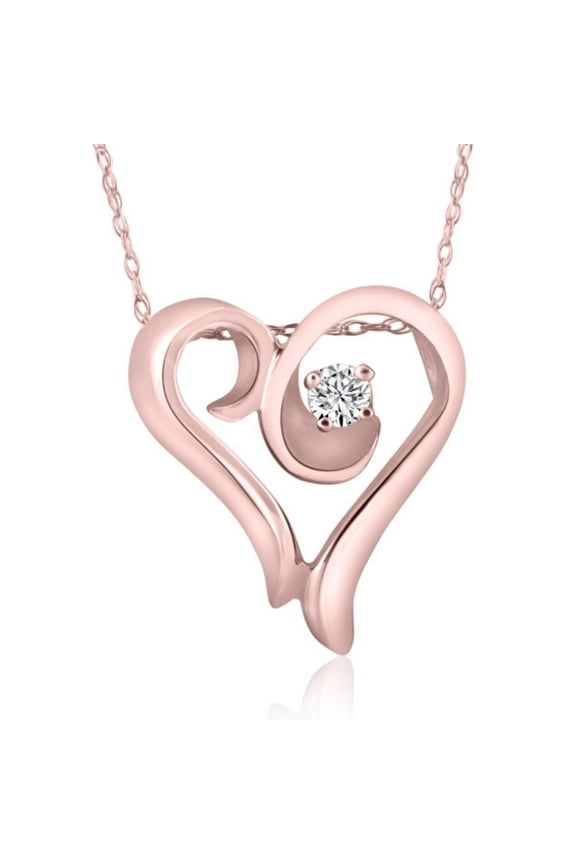 Pompeii Solid Rose Gold Fancy Heart Shape Solitaire Diamond Pendant Necklace (G/H,I1)