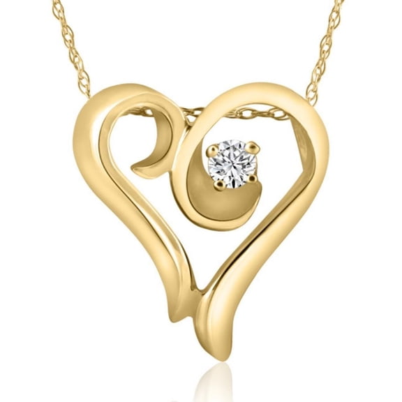 Pompeii Solid Yellow Gold Fancy Heart Shape Solitaire Diamond Pendant Necklace (G/H,I1)