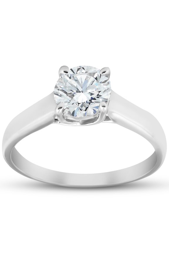 Pompeii 1 ct Round Solitaire Diamond Engagement Ring 14k White Gold (H,I1)