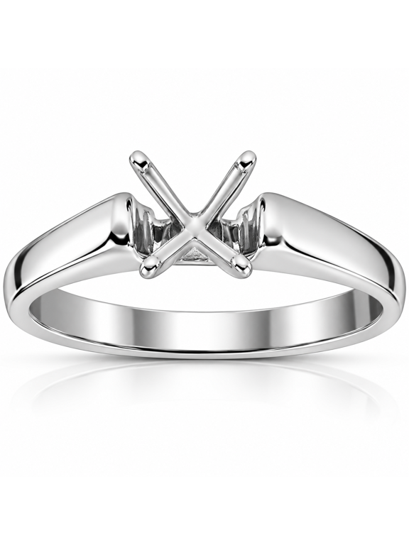 Pompeii Solitaire Semi Mount White Gold Ring Setting Cathedral (,)