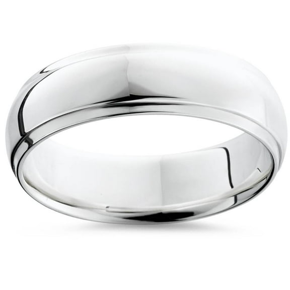 Pompeii Step Cut Polished Wedding Band 950 Platinum (,)