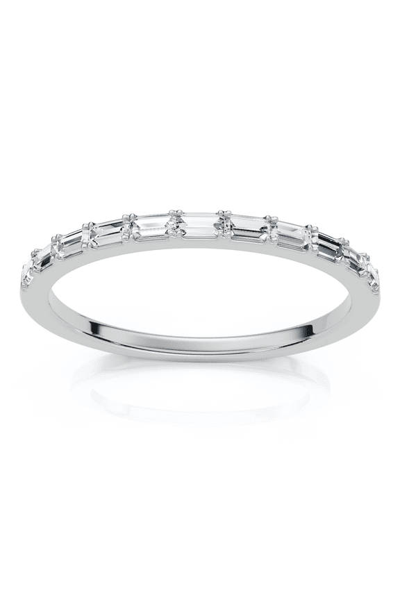 Pompeii Thin Baguette Diamond Stackable Women's Wedding Ring 14k Gold Lab Grown