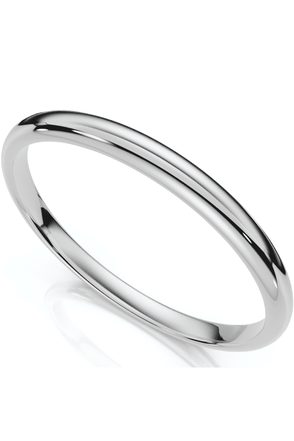 Pompeii Thin Wire Round Dome 10k Gold High Polished Wedding Band Stackable Ring (,)