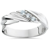 Pompeii Three Stone Diamond 14K White Gold Wedding Ring (G/H,I2)