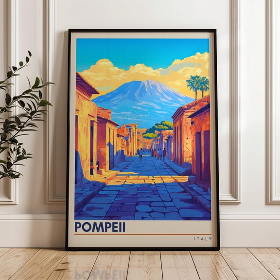 Pompeii Travel Print, Italy Wall Art, Vesuvius Volcano Print, Unframed Paper Poster 8x10in