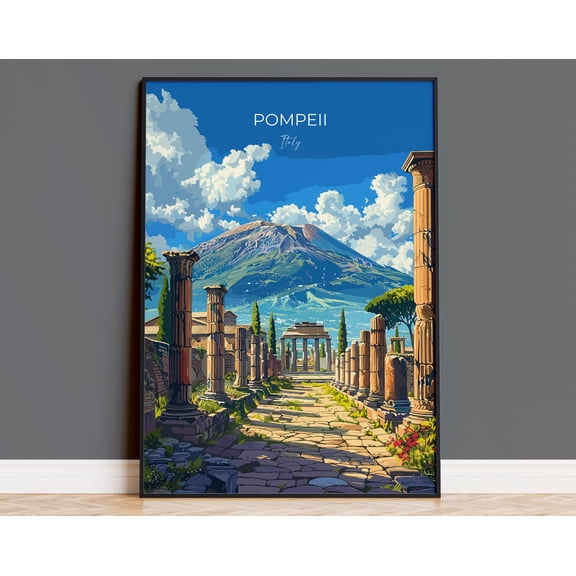 Pompeii Travel Print Wall Art, Travel Poster of Pompeii, Pompeii Art Lovers Gift, Italy, Italian Art Gift, 16x24 UNFRAMED