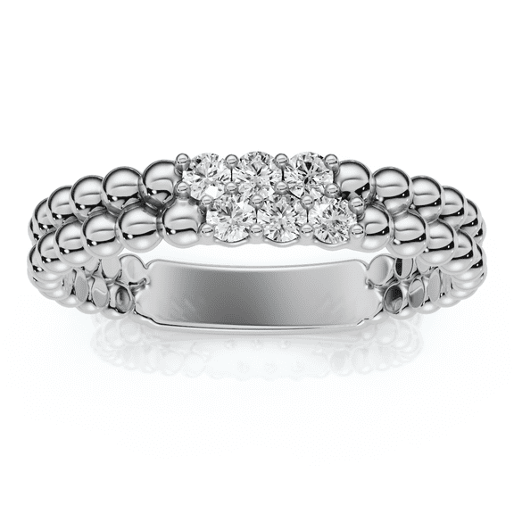 Pompeii Two Row Beaded Diamond Stackable Ring 14k Gold or Platinum Lab Grown (E/F,VS1-VS2)
